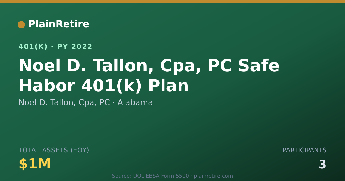 Shareable card for Noel D. Tallon, Cpa, PC 401(k) Plan (2022)
