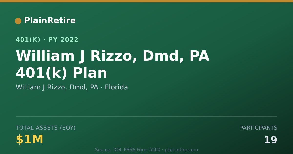 Shareable card for William J Rizzo, Dmd, PA 401(k) Plan (2022)