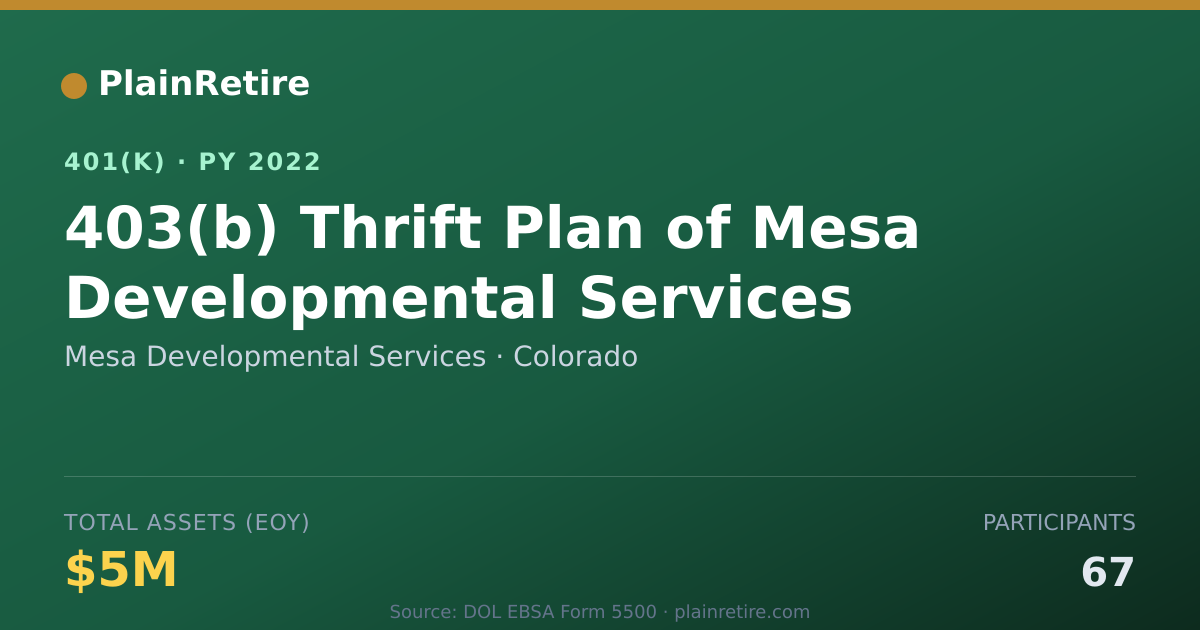 Shareable card for Mesa Developmental Services 401(k) Plan (2022)