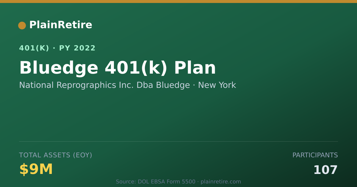 Shareable card for National Reprographics Inc. Dba Bluedge 401(k) Plan (2022)
