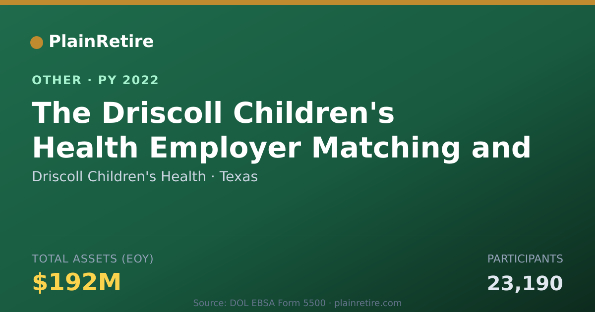 Shareable card for Driscoll Children's Health Retirement Plan (2022)