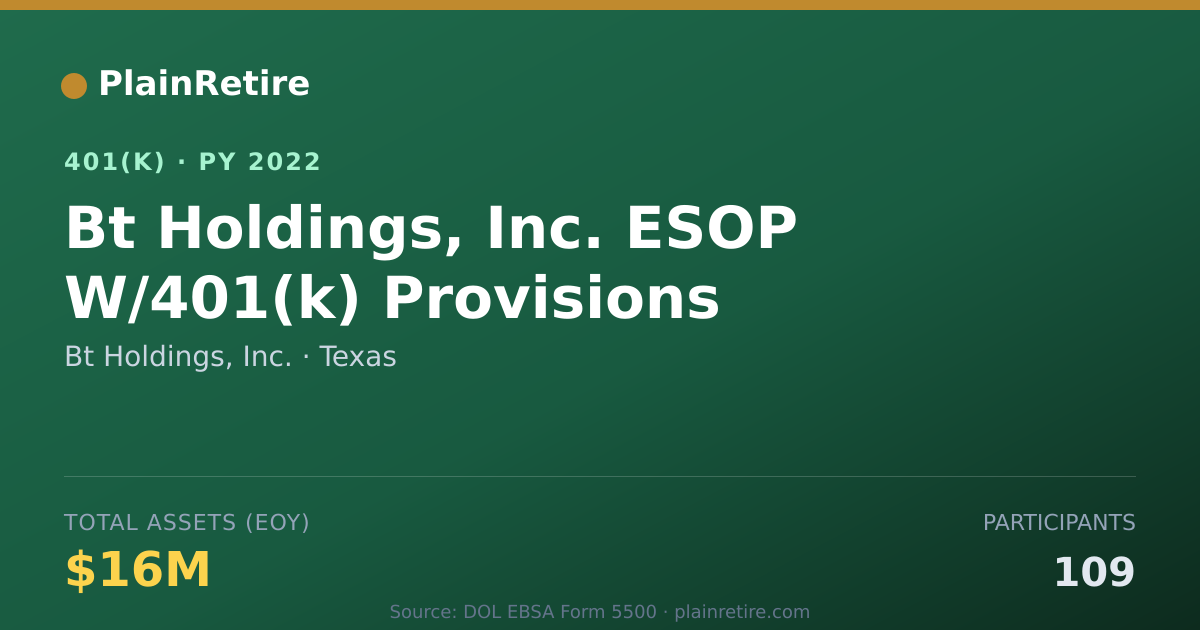 Shareable card for Bt Holdings, Inc. 401(k) Plan (2022)