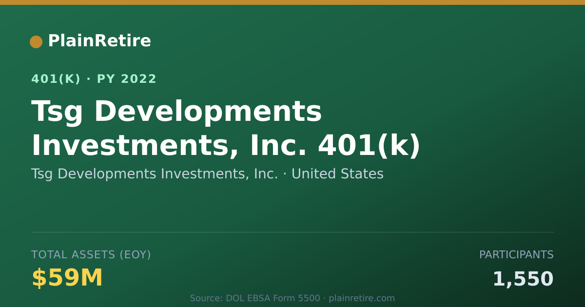 Shareable card for Tsg Developments Investments, Inc. 401(k) Plan (2022)