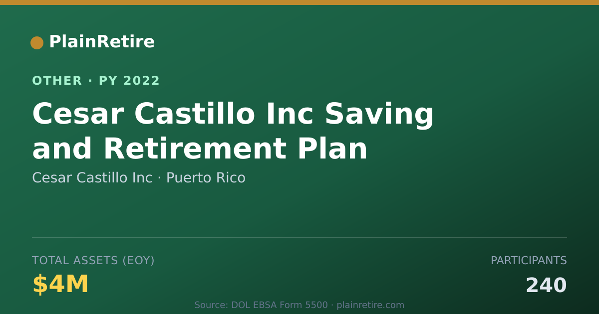 Shareable card for Cesar Castillo Inc Retirement Plan (2022)