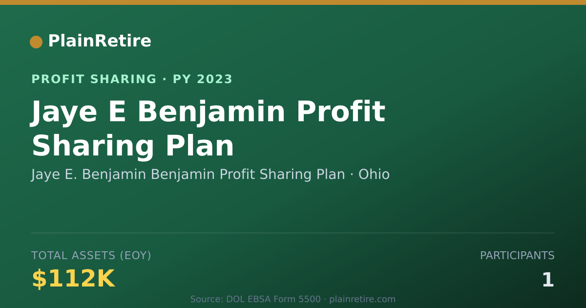 Shareable card for Jaye E. Benjamin Benjamin Profit Profit Sharing Plan (2023)
