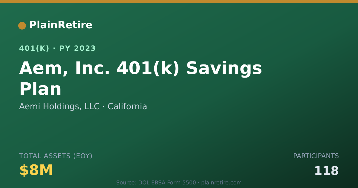 Shareable card for Aemi Holdings, LLC 401(k) Plan (2023)