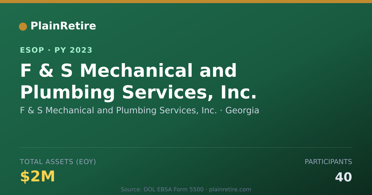 Shareable card for F & S Mechanical and Plumbing Services, Inc. ESOP (2023)