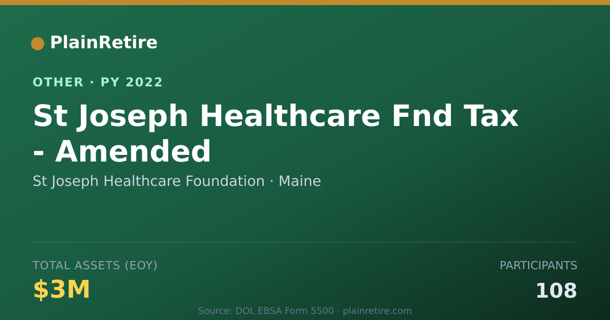 Shareable card for St Joseph Healthcare Foundation Retirement Plan (2022)