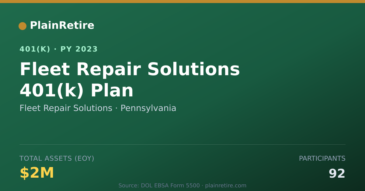 Shareable card for Fleet Repair Solutions 401(k) Plan (2023)