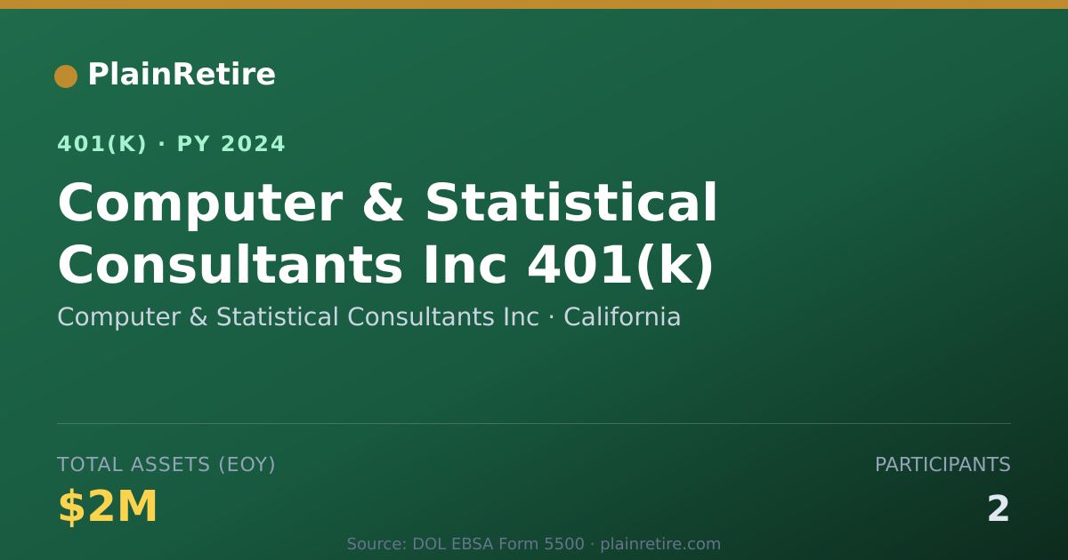 Shareable card for Computer & Statistical Consultants Inc 401(k) Plan (2024)