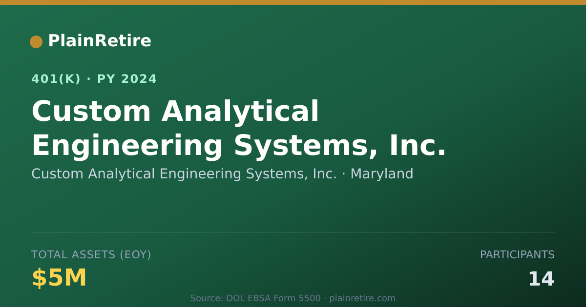 Shareable card for Custom Analytical Engineering Systems, In 401(k) Plan (2024)