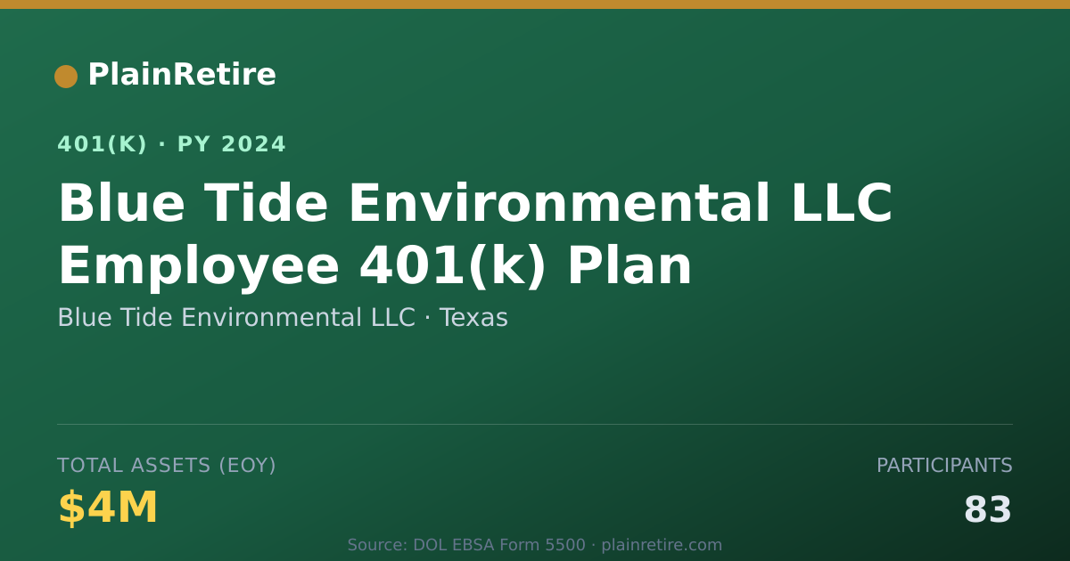 Shareable card for Blue Tide Environmental LLC 401(k) Plan (2024)