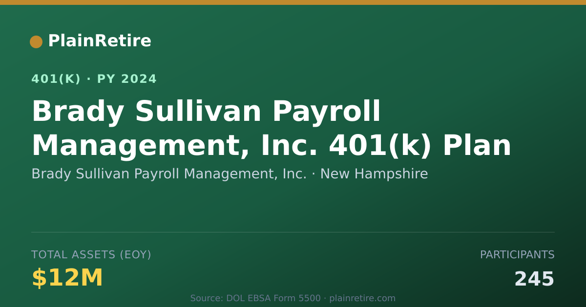 Shareable card for Brady Sullivan Payroll Management, Inc. 401(k) Plan (2024)