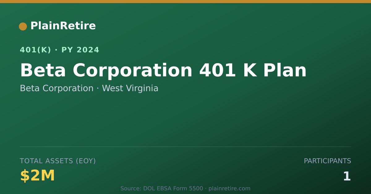 Shareable card for Beta Corporation 401(k) Plan (2024)