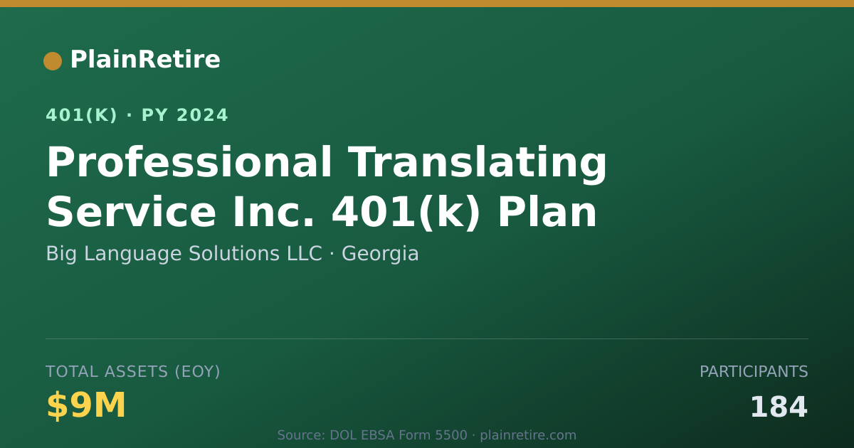 Shareable card for Big Language Solutions LLC 401(k) Plan (2024)