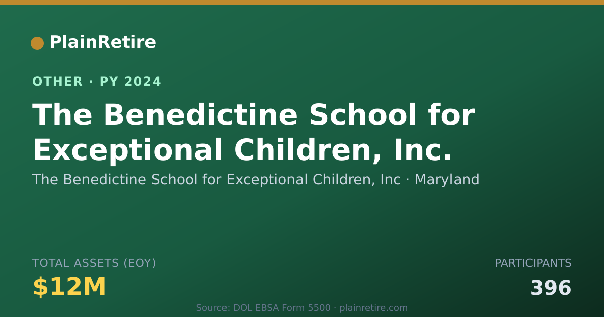 Shareable card for The Benedictine School for Exceptiona Retirement Plan (2024)